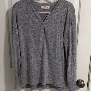 Hippie Rose Gray Polo Sweatshirt Relaxed Buttoned